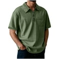 thumbnail image 2 of S-5X Plus Size Golf Shirts for Men Big & Tall Short Sleeve T-Shirts with Pocket and Zipper Collared Pullover Solid Color Washed Vintage Tees Tops, 2 of 6