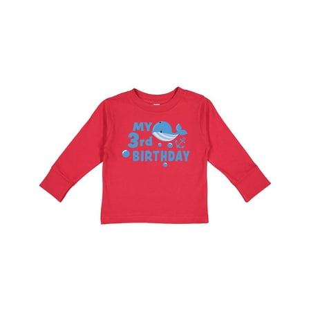 

Inktastic Nautical My 3rd Birthday with Blue Whale Gift Toddler Boy or Toddler Girl Long Sleeve T-Shirt