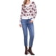 thumbnail image 2 of Suéter de mujer Inspire Chic con estampado floral, cárdigan abierto, cuello en V, con botones, de manga larga, suéter de punto, talla L, blanco, 2 of 6