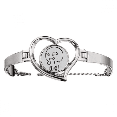 Evil Laugh Black Cute Chat Face Cartoon Bracelet Heart Jewelry Wire Bangle