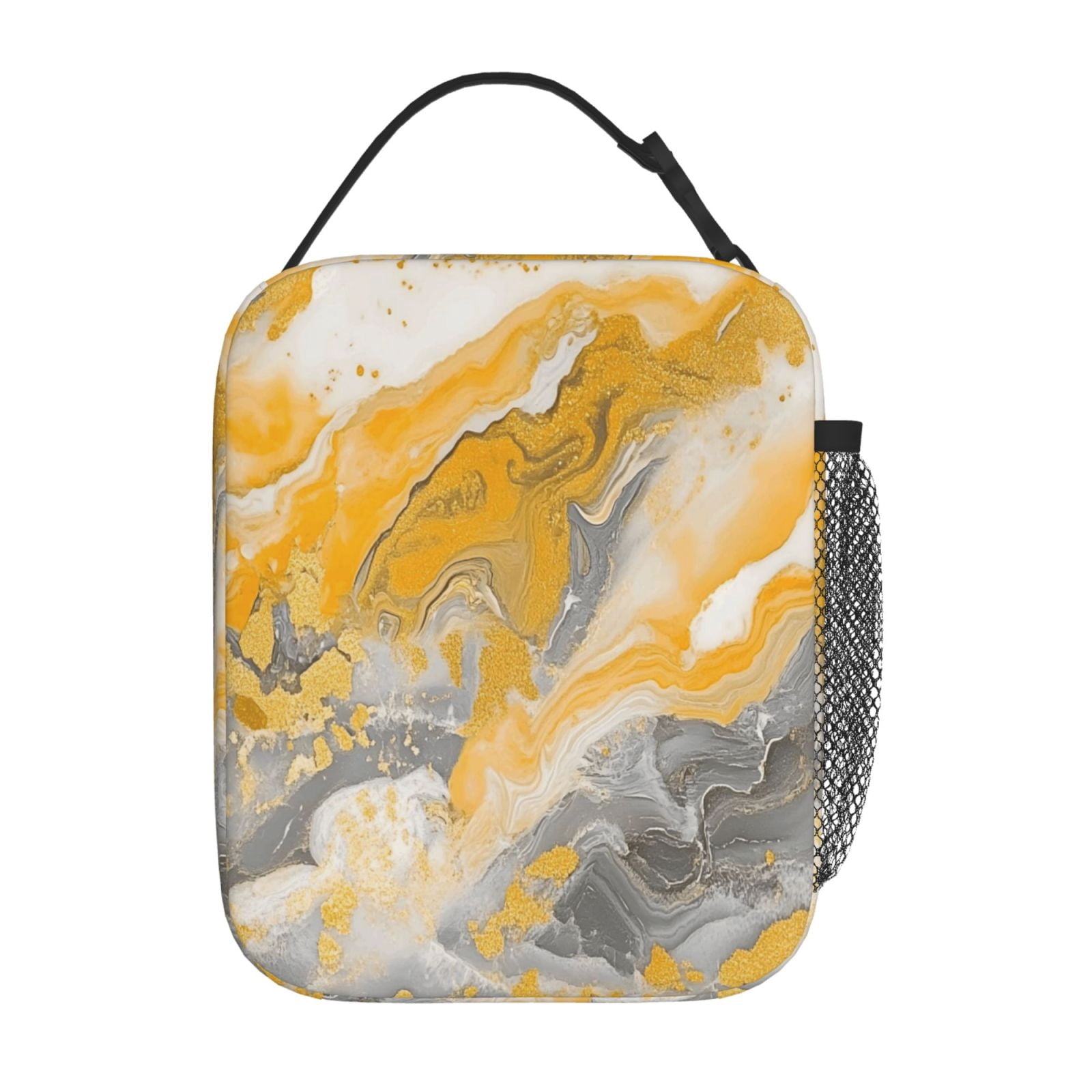 Lunch Bag For Women Men Insulated Portable Lunch Box Bento Box Office Picnic Travel Cooler Bag Gold Marble_4