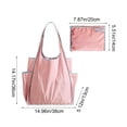thumbnail image 2 of Block Large Capacity Foldable Shopping Tote Bag, Waterproof Fabric, Built-In Cup Holder, Shoulder Bag, Reusable Storage Bag for Grocery/Shopping/Beach/Daily Use, Outdoor Activities, 15*14*5in, Pink, 2 of 6