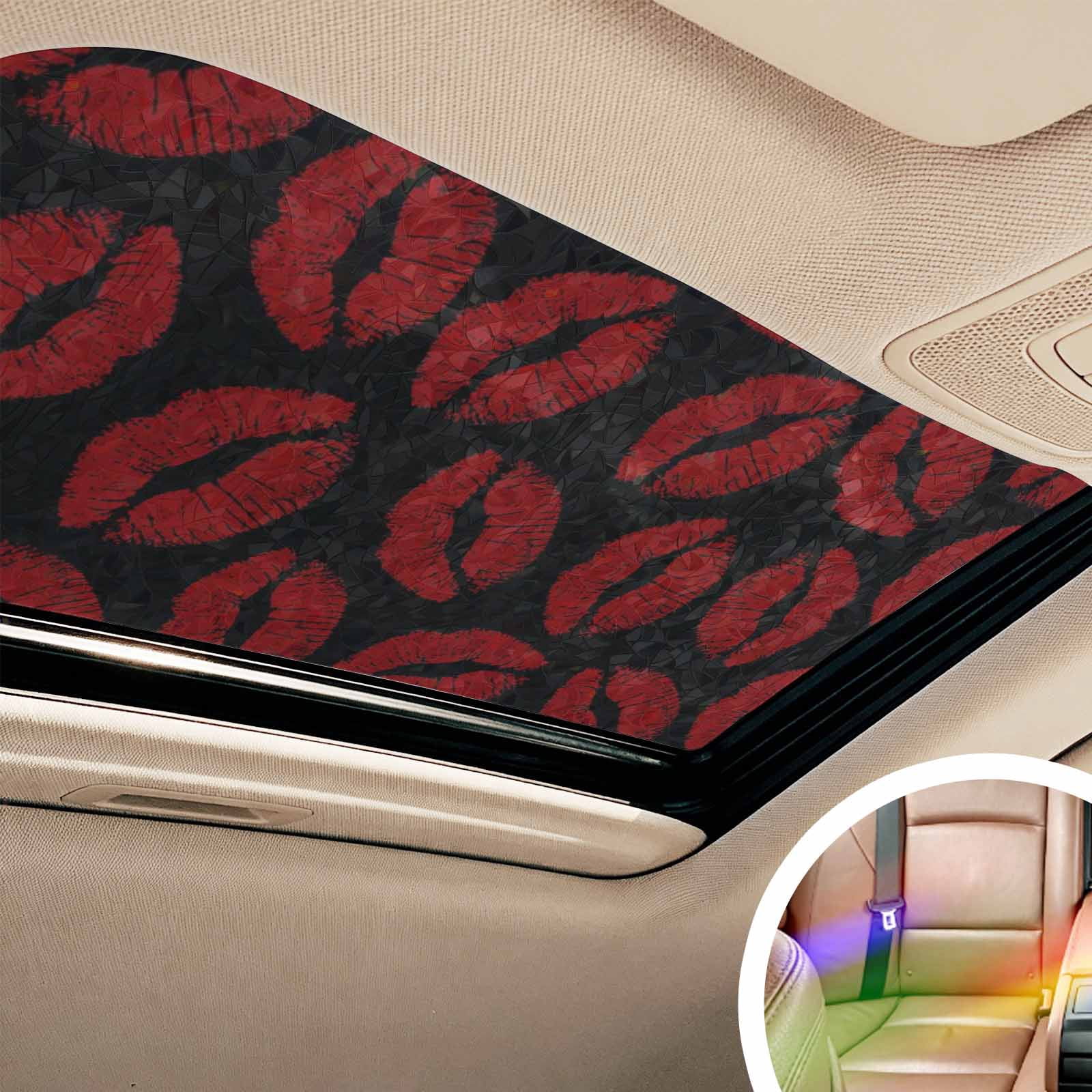 Red Lips Window Privacy Film Stain Glass,Reusable Decorative Rainbow Window Film,Modern Abstract Romantic Texture Aesthetic Static Cling Sun Blocking Stickers Decals Covers 23.6" x 59" (2pcs)