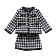 thumbnail image 1 of Traje para niñas primavera y otoño estilo coreano moda cuadros pequeña falda fragante conjunto de dos piezas, 1 of 2