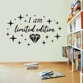 thumbnail image 2 of Home Living Room Art Diamond And Stars Decoration Removable Vinyl Wall Decal - 19" x 30" Girls Teens Bedroom Inspirational Lettering Quotes I Am Limited Edition Adhesive Wall Decor Sticker - Black, 2 of 5