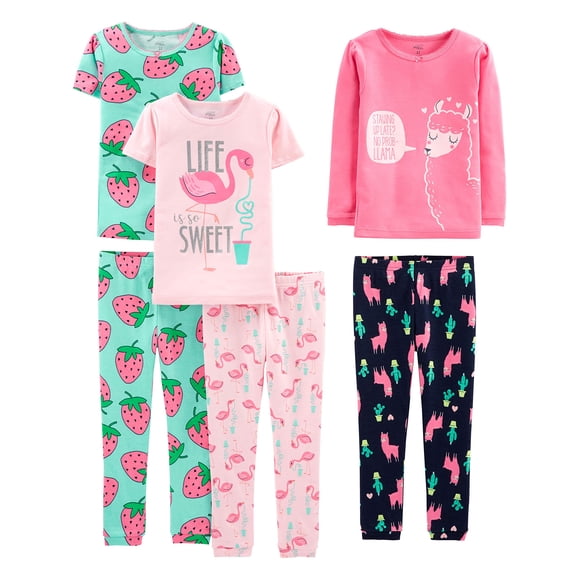 Conjunto de pijama Simple Joys de Carter's Girls, 6 piezas, 100% algodón