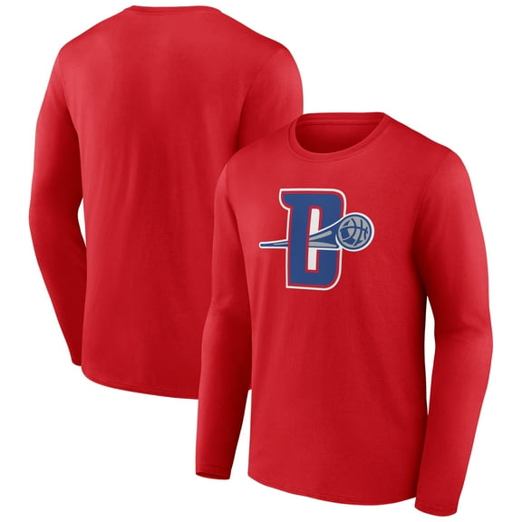 Men's Red Detroit Pistons Alternate Logo Long Sleeve T-Shirt