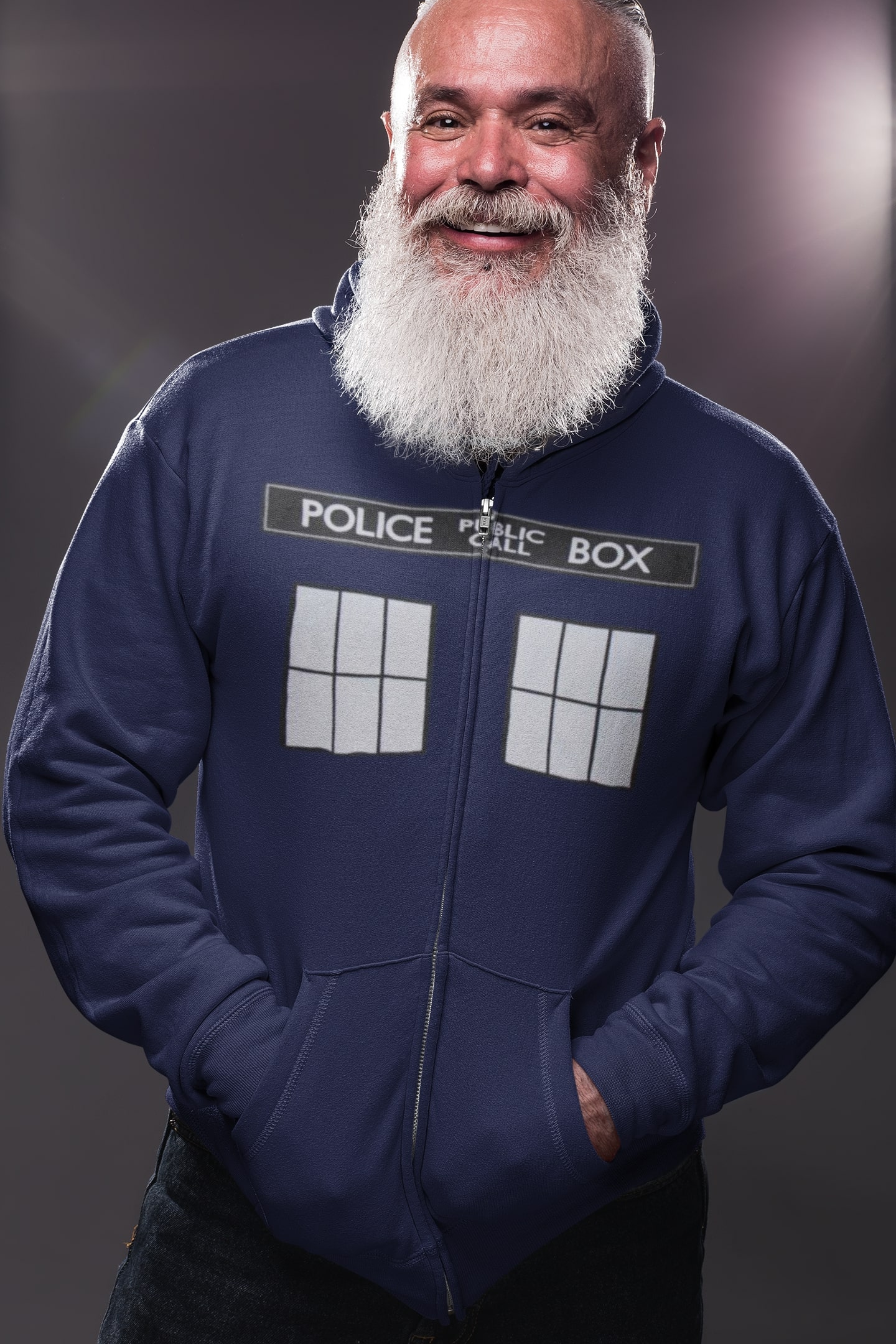 Dr Who Tardis Sweatshirt – Black, Size M – The Doctor's Blue Box – Gallifrey Fan Gear
