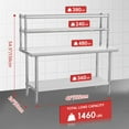 thumbnail image 2 of Stainless Steel Table with Overshelves, 30" X 24"/36" x 24"/48" x 24" Commercial Work Table with Large Shelf, Metal Kitchen Prep Table & Shelving Combo, 2 of 7