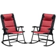 thumbnail image 2 of Outsunny 2 Piece Oversized Folding Rocking Camping Chair Set, Padded Outdoor Rockers with High Back, Armrests for Porch, Garden, Balcony, Red, 2 of 9