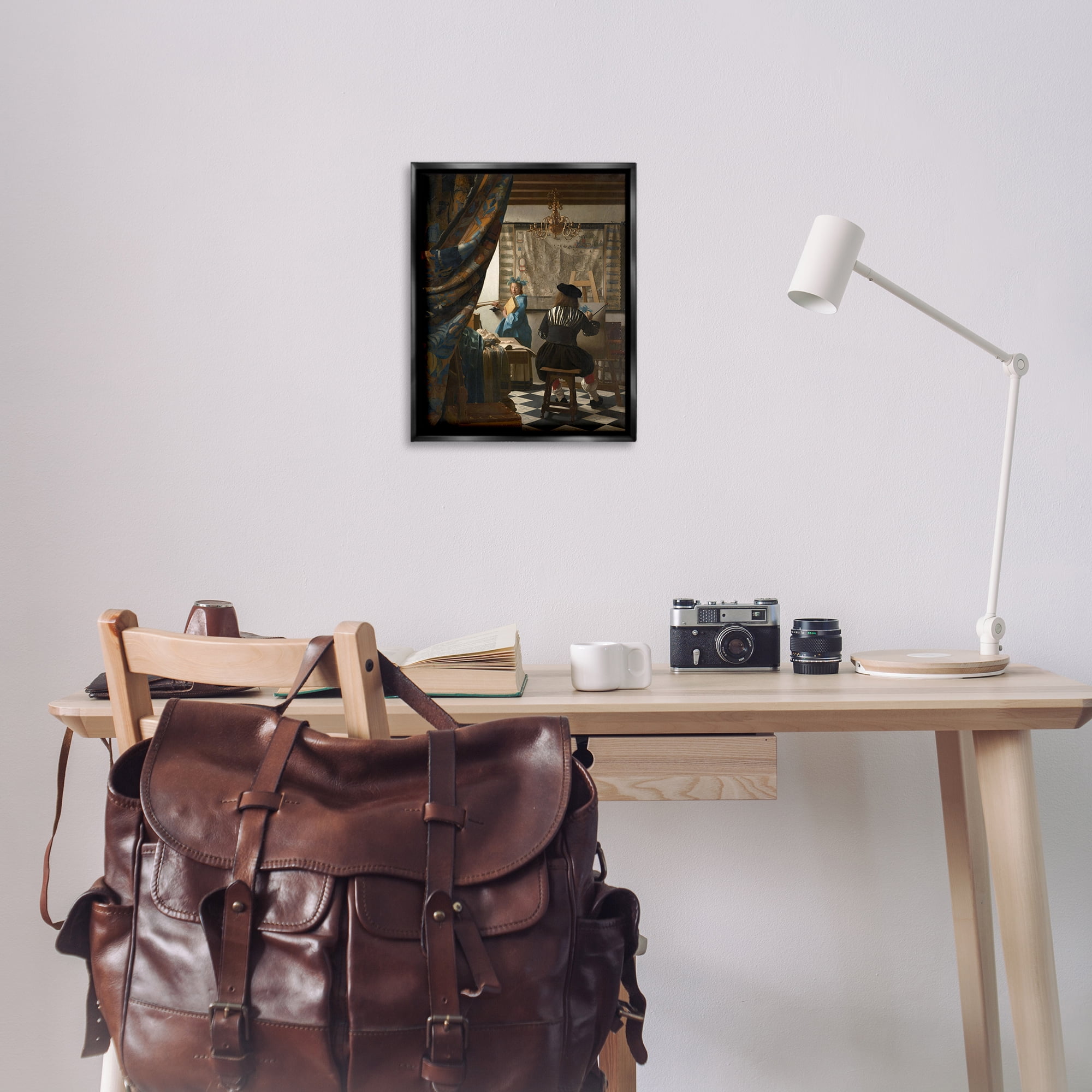 Stupell Industries Classical Vermeer Painting People Painting Black Floater Framed Canvas Art Print Wall Art, 17 x 21