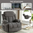 thumbnail image 4 of Segmart Swivel Recliner Chair with Massage & Heat Pad, 360° Rotating Sofa Chair with USB Port, Cup Holders & Storage Pockets,Soft Velvet Fabric Lounge Chair for Living Room, Gray, 4 of 9