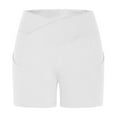 thumbnail image 6 of Sweat Shorts for Women Baggy New High Waist Yoga Shorts for Women with Pockets Summer Casual Tummy Suits Running Home Workout Shorts White M, 6 of 8