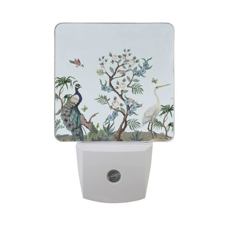 

Peacock and Flowers Night Light LED Dusk to Dawn Auto Sensor Night Lamp Plug-in Nightlight for Bedroom Hallway Kitchen 2 PCs