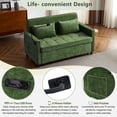 thumbnail image 6 of 56.9" Loveseat Sofa Pull-out Sofa Bed Sleeper Sofa with a Reversible Backrest Cushion, Side Pockets, Two USB Ports and a Phone Holder for Living Room, Green, 6 of 27