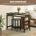 thumbnail image 4 of Gymax 3-Piece Dining Table Set Bistro Table & 2 Bar Stools w/ 3-Tier Storage Shelf, 4 of 10