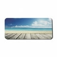 thumbnail image 1 of Landscape Computer Mouse Pad, Tropical Beach from Wooden Pier Sky Seascape Summer View Image, Rectangle Non-Slip Rubber Mousepad X-Large, 35" x 15" Gaming Size, Cream Turquoise White, by Ambesonne, 1 of 2