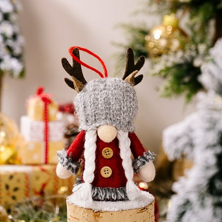 

Frostluinai Christmas Deal All! Christmas Decoration Supplies Knitted Antler Hat With Lamp Pendant Antler Doll Pendant Small Tree Pendant