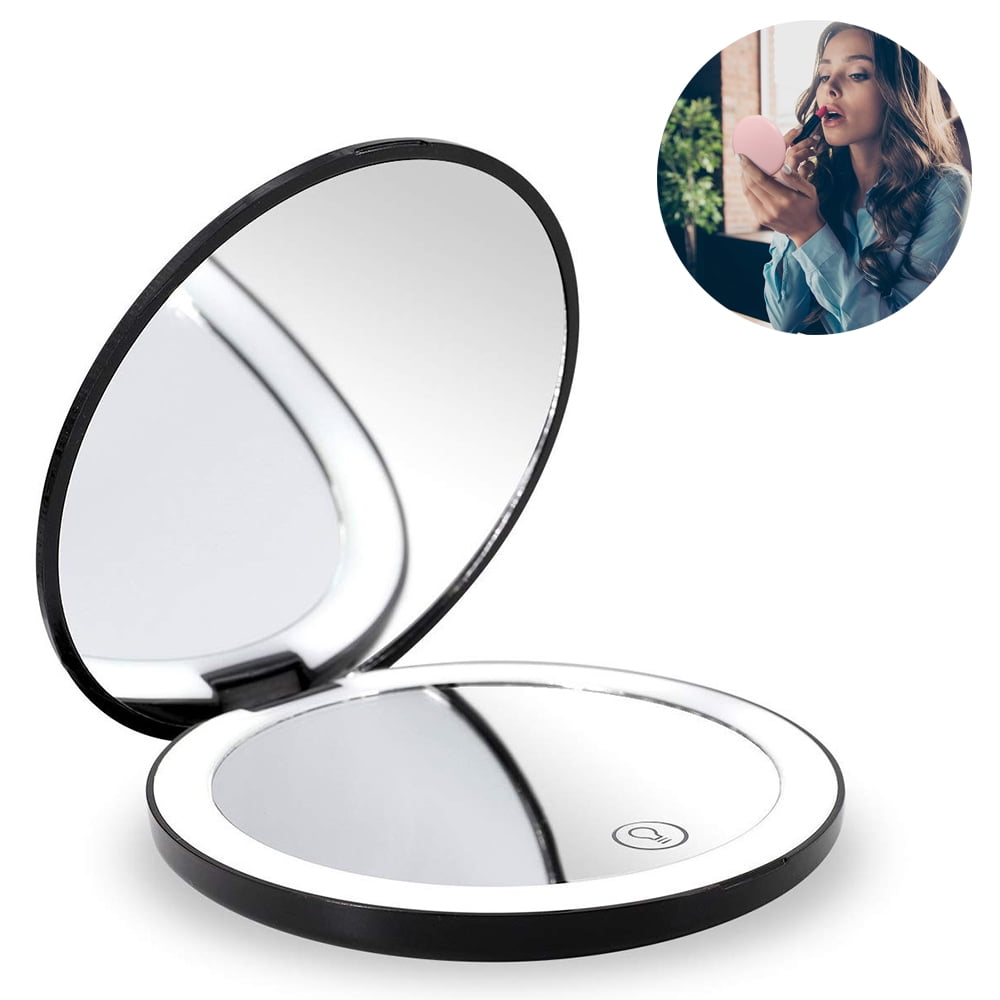 Compact Magnifying Mirror Rechargeable, Small Hand Held Magnifying Mirror