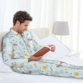 thumbnail image 6 of Salouo Space With Dino Astronauts Print Button-Front Long Sleeve Pajama Set for Men, Soft 2Pjs Men's Long Sleeve Sleepwear-Medium, 6 of 7