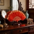 thumbnail image 6 of MMJ Folding Fan Vintage Puffy Handheld 16.54x9.06in for Wedding Dance Performance Party Picnic Indoor Outdoor Decor Gift, 6 of 6