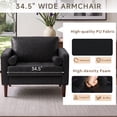 thumbnail image 5 of DREAMSIDEA PU Leather Accent Chairs Set of 2,Comfy Armchair Reading Chair with Pillows for Living Room Bedroom Reading Room,Black, 5 of 5