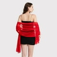 thumbnail image 3 of SWSMCLT Women's Elegant Pashmina Fashion Soft Fall Luxury Pashmina Shawl Muffler Lace Party Light Holiday Red One Size, 3 of 4