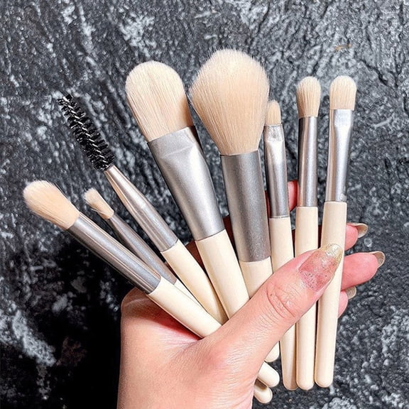 Mini Makeup Brush Set, Synthetic Makeup Brushes, Portable 8pcs Cosmetic Brushes with Storage Bag, Soft Dense Fibers for Powder Concealers Eye Shadows Blush, Small Size for Home Office Travel