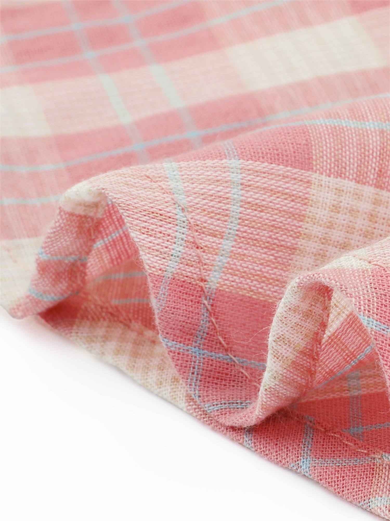 DARING DIVA Women's Summer Plaid Short Sleeves Button Down Shirts S Pink-Beige