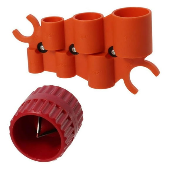 Pipe Deburring Tool Set Plastic Texture for Efficient Burr Removal and Precise Depth Measurement in Plumbing Projects