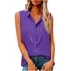 thumbnail image 1 of Mujeres de Verano Tank Tops Suelto Ajuste Solapa Botón Delantero sin Mangas Blusa Imitación Lino Casual, Verano Manga Larga Tops para Mujeres, 1 of 8
