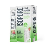 Isopure Clear Protein Powder with Electrolytes, Strawberry Kiwi Stick Pack, 6 Count