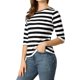 thumbnail image 1 of Disfraz de Día de San Patricio para mujer Allegra K Camiseta ajustada estampada Blanco negro XS, 1 of 6