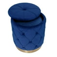 thumbnail image 2 of 14" Velvet Round Storage Ottoman (Set of 2): Navy Blue, 2 of 2