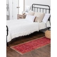 thumbnail image 4 of 2' x 6' Red and Ivory Floral Border Rectangular Rug Runner, 4 of 7