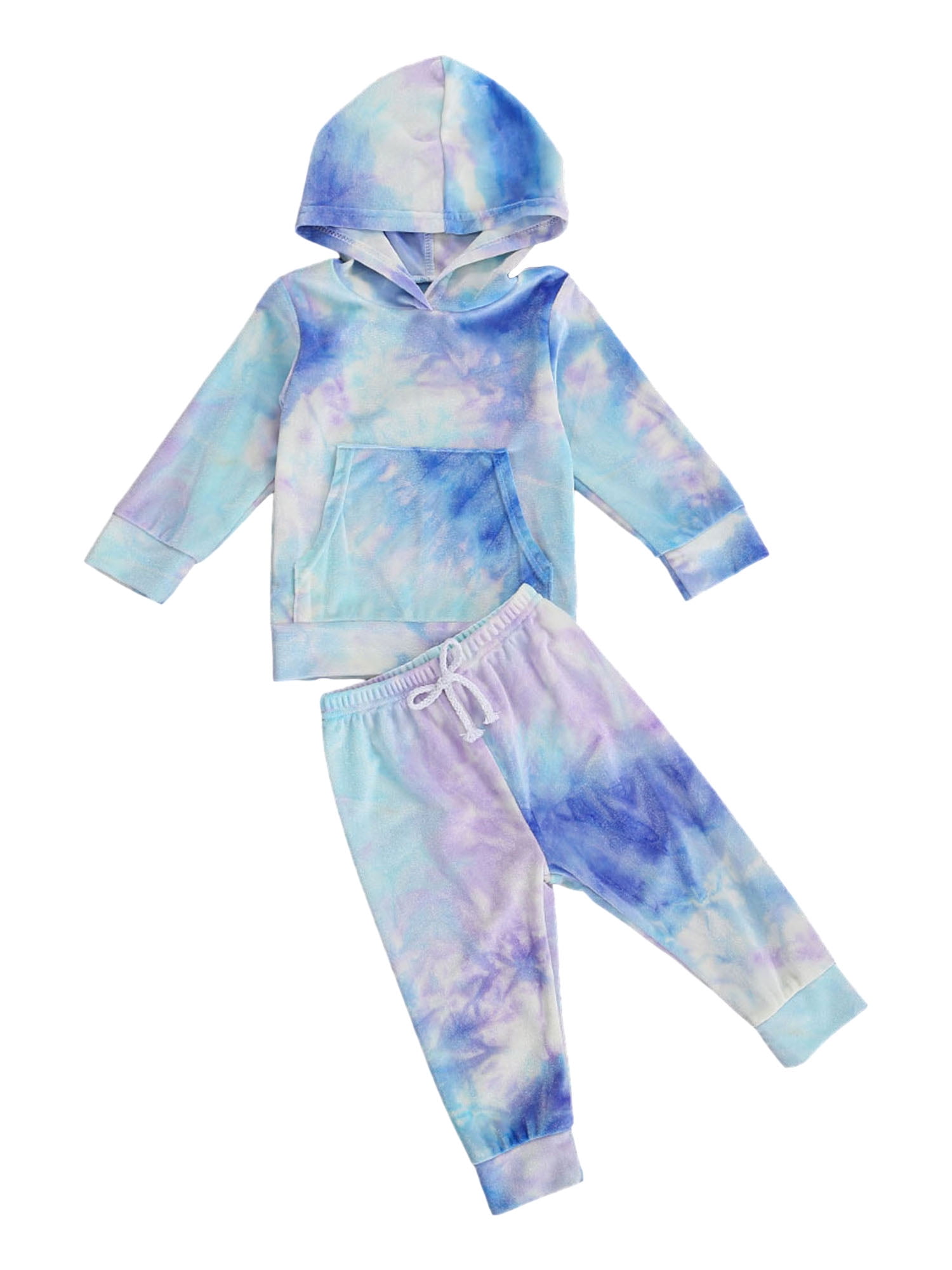 Toddler Baby Girl Tie Dye Fall Winter Long Sleeve Hoodie Top Legging Pants Sweatsuit 2pcs Clothes Set 