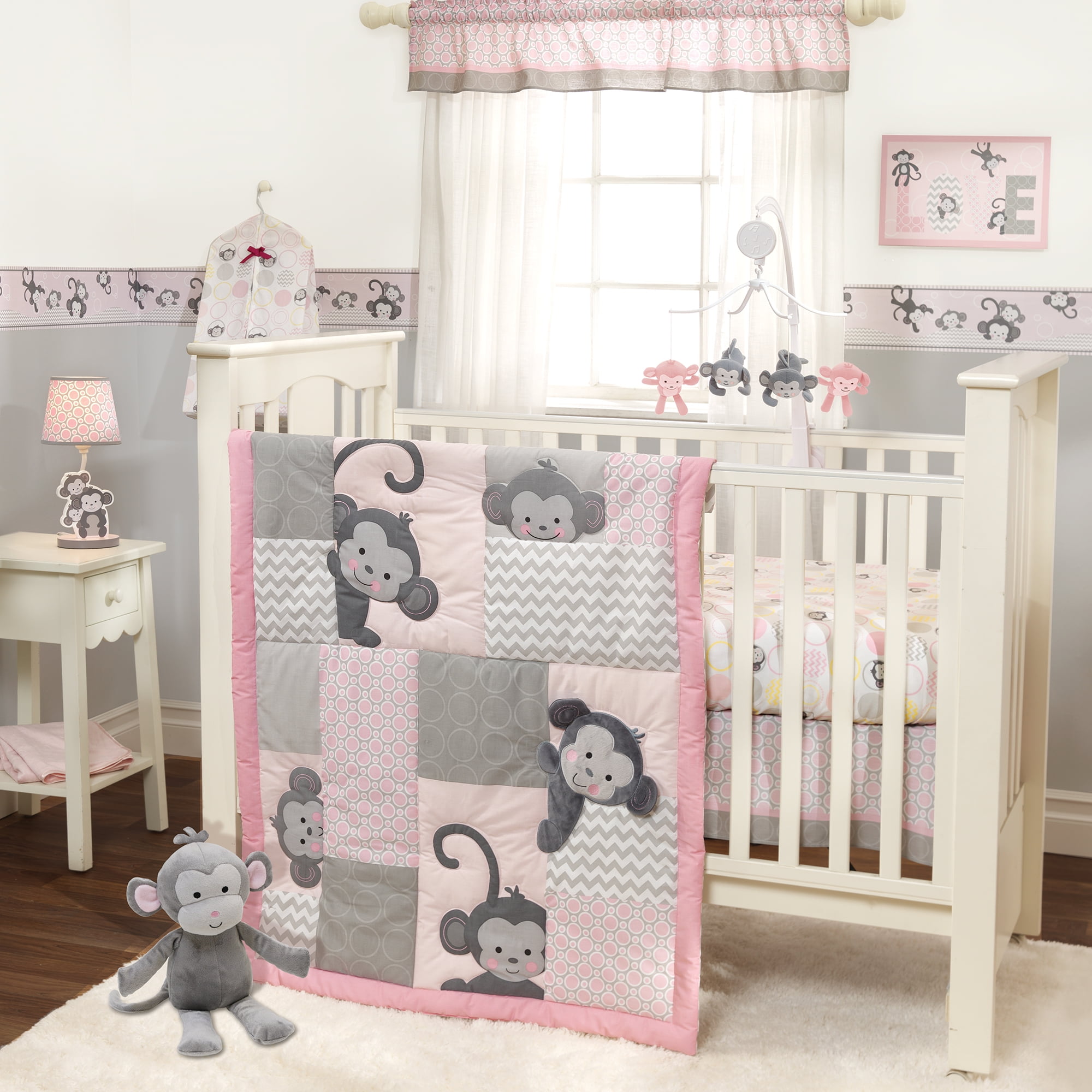 Bedtime Originals 13" Lambs & Ivy Pinkie Cupcake the Monkey Plush Toy