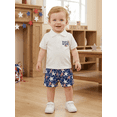 thumbnail image 5 of BemeyourBBs Toddler Baby Boy 4th of July Outfit Infant Baby Boys Independence Day Clothes Patriot Star Printed Short Sleeve Lapel Button Shirt Drawstring Shorts Set Toddler Boys Summer Outfit, 5 of 9