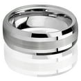 thumbnail image 2 of Tungsten Wedding Band Ring 8mm Men's Engagement Silver Two-tone Brushed Center Stripe Comfort Fit, 2 of 4