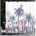 thumbnail image 3 of Ambesonne Jungle Shower Curtain, Vintage Tropical Animals, 69"Wx70"L, Purpleblue Raspberry, 3 of 4