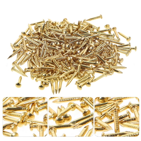 PENIKOKO 200Pcs Furniture Tacks Brass Nails Durable Golden Finish for Upholstery and Wood Projects