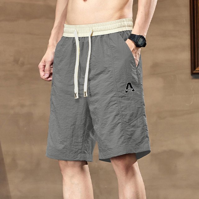 WILLBEST Pantalones Cortos Cortos para Hombre, Pantalones Cortos Casuales de Moda de Verano para Hombre, Pantalones Holgados y Finos, Transpirables, de Color Sólido, Pantalones de Cinco Cuartos