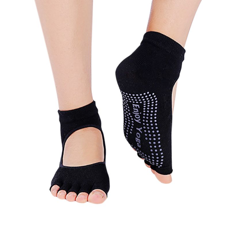 Women Nonslip Yoga Socks Split Open Toe FiveFinger Cotton Socks