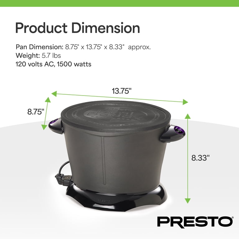 Presto, Electric Deep Fryer, Dual capacity, Nonstick, Black