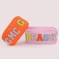 thumbnail image 5 of Nuevo bolso de maquillaje de verano, color naranja y rosa, bolsas de parches de letras de tela personalizadas, bolsa de cosméticos con cremallera de nailon de viaje para regalo, personalizada, 5 of 5