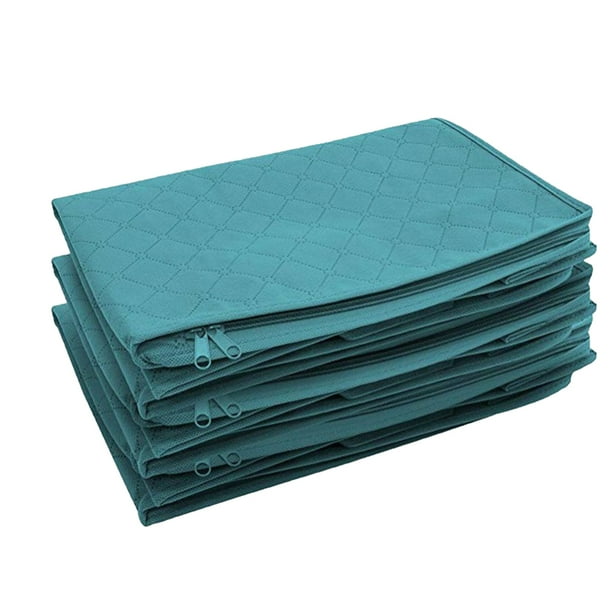 Bolsa de almacenamiento plegable para edredones, 3 unidades, no tejida, con ventana transparente (azul)