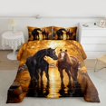 thumbnail image 2 of Feelyou Rustic Horse Animal Bedding Comforter Set, Autumn Jungle Botanical Twin Comforter Sets, Rustic Lake House Reversible Bedding Set, Lightweight Room Decor, 2 Pieces, 2 of 8
