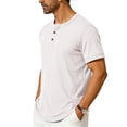 thumbnail image 4 of Cmfcve Ribbed Henley T-Shirt for Men Short Sleeve Slim Fit Muscle Shirt Cotton Casual Button Tops, 4 of 9