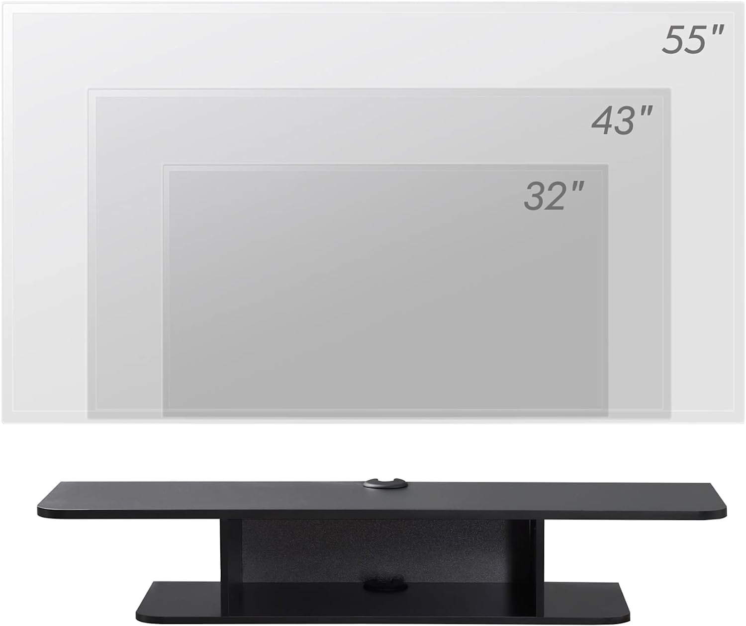Black Floating Entertainment Center, Wall Mount Cabinet under TV for Living Room