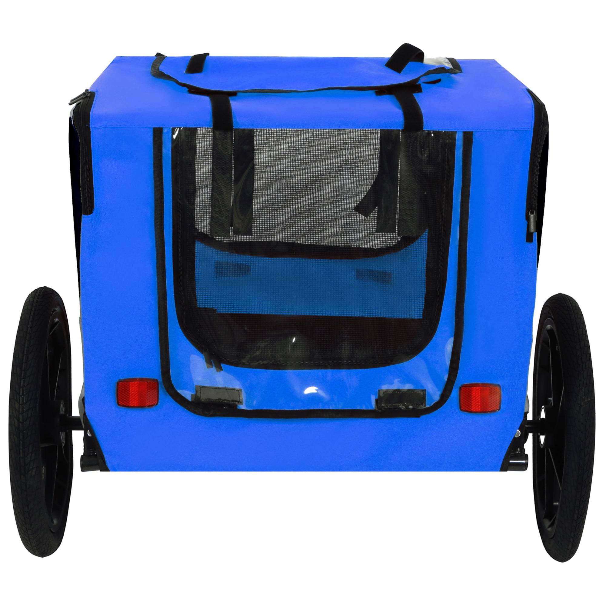 Leumius Pet Bike Trailer Dog Cart for Bicycle, Easy Folding Cart Frame, Quick Release Wheel, Non-Slip Floor, Internal Leash for Small and Medium Pets Blue